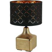 Lampe de table en céramique ronde dorée liseuse noire