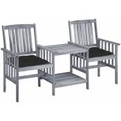 Les Tendances - Chaises de jardin avec table à thé et coussins Acacia solide 31