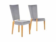 Lot de 2 chaises en tissu - chêne miel/gris 2176