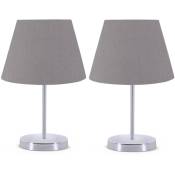 Lot de 2 lampes de chevet gris 37 cm, 'como' avec pied en métal - 100% pvc - gris - Wellhome