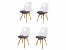 Lot de 4 chaises translucide "joy" avec assise rembourrée - noir/beige - l 57 x l 50 x h 82 cm