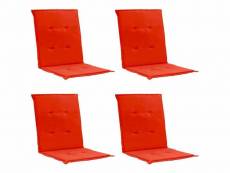 Lot de 4 coussins de chaise de jardin 100% polyester imperméable rouge 100 x 50 x 3 cm dec021687