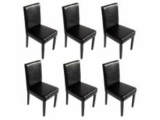 Lot de 6 chaises de séjour littau ~simili-cuir, noir,