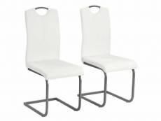 Lot de deux chaises de salle à manger cuir artificiel blanc helloshop26 1902205