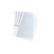 Maxiburo - Boîte de 100 pochettes transparentes perforées lisses en polypropylène 7/100e