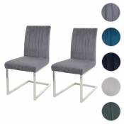 Mendler Lot de 2 chaises cantilever HWC-L14, chaise visiteur chaise de conférence, velours inox brossé ~ gris foncé