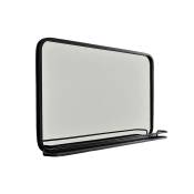 Miroir rectangulaire en métal noir avec étagère 60 x 35 cm