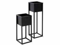 Ml-design set of 2 flower stands, black, 21x50/70x21 cm, powder-coated metal 390002983
