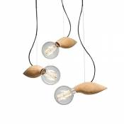Moderne Bois Lampe suspension Motif petits oiseaux