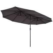 Outsunny Parasol de jardin XXL parasol grande taille 4,6L x 2,7l x 2,4H cm ouverture fermeture manivelle acier polyester haute densité gris