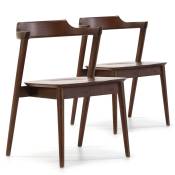 Pack 2 chaises, couleur noyer, bois massif, 58 cm x