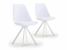 Pack 2 chaises salle à manger cross style nordique blanc, 54 cm x 49 cm x 84 cm I20025