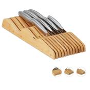 Porte-couteaux, pour 11, tiroir, vide, à poser, plat, en bambou naturel, hlp: 5 x 14,5 x 40 cm, couleur nature - Relaxdays