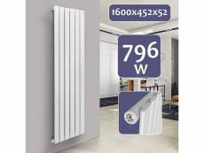 Radiateur chauffage centrale pour salle de bain salon cuisine couloir chambre à coucher panneau simple 160 x 45,2 cm blanc helloshop26 01_0000219