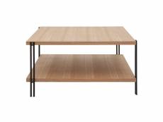 Table basse carrée avec double plateau bois clair
