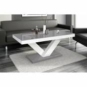 Table basse design laquée 120 x 60 x 49 cm - Gris/Blanc