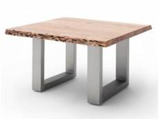 Table basse en bois d'acacia massif naturel et acier inoxydable - l.75 x h.45 x p.75 cm -pegane- PEGANE