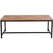 Table basse rectangulaire à motifs chevrons en bois massif et métal noir L120 cm stick - Naturel