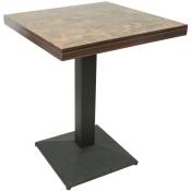 Table de Bar 60 60 75cm Table Haute Table Carrée de Style Industriel avec Plateau en Bois , Marron Foncé