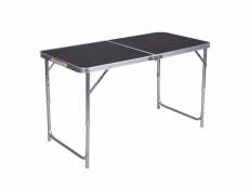 Table de camping table pliante réglable 120 cm noir helloshop26 19_0000974