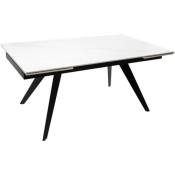 Table rectangulaire extensible plateau porcelaine et pieds métal noir Konty-Couleur Blanc-Largeur 160/200/240 cm