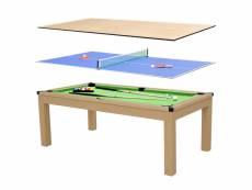 Table transformable stan multi jeux 3 en 1 en bois de hêtre