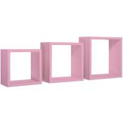 Tagères cubiques murales lot de 3 cubes modulaires mod. incubo rose