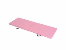 Tapis de gymnastique yoga pilates fitness pliable portable grand confort 180l x 60l x 5h cm revêtement synthétique rose