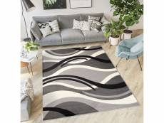 Tapiso dream tapis moderne abstrait vagues gris noir