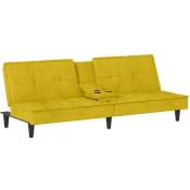 Vidaxl - Canapé-lit avec porte-gobelets jaune velours