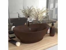 Vidaxl lavabo ovale à trop-plein marron foncé mat 58,5x39 cm céramique 146940