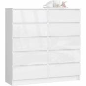 Akord - Commode K120 blanche 120 cm (10) tiroirs couleur