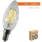 Ampoule LED Bougie C30 E14 5W 3000K Filament Vintage