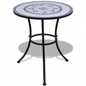Anself Table mosaïque 60 cm coloris bleu / blanc