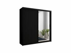 Armoire élégante avec miroir - armoire mediolan 203 - noir - armoire spacieuse, armoire avec miroir, armoire à portes coulissantes