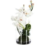 Atmosphera - Composition d'orchidées artificielles - vase en verre - H37 cm créateur d'intérieur - Blanc