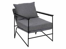 Bavia - fauteuil tissu gris déhoussable et métal noir