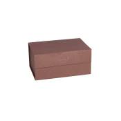 Boîte de rangement rouge en carton H12x24x17cm