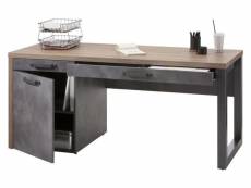 Bureau avec 2 tiroirs avec 1 porte, made in italy, table d'étude, made in italy, 170x69xh76 cm, couleur chêne et ciment 8052773599863