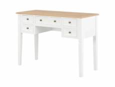 Bureau table meuble travail informatique bois blanc 109,5 cm helloshop26 0502114
