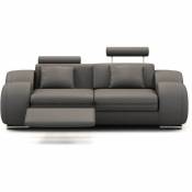 Canapé 2 places design relax OSLO en cuir gris