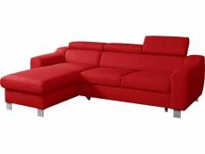 Canapé d'angle convertible en cuir italien de luxe 5 places astoria, rouge foncé, angle gauche