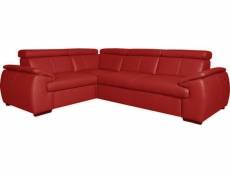 - canapé d'angle en 100% cuir de luxe italien , 5 places cintia, couleur rouge foncé, angle gauche