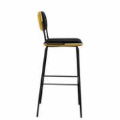 Chaise de bar Double Jeu / H 76 cm - Rembourré - Maison Sarah Lavoine jaune en tissu