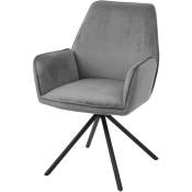 Chaise de salle à manger HHG 851, chaise de cuisine, pivotante, auto-position velours, gris foncé - grey