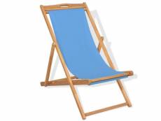 Chaise de terrasse teck 56 x 105 x 96 cm bleu