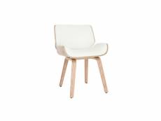 Chaise design blanc et bois clair rubbens