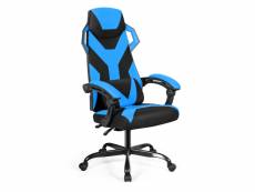 Chaise gaming ergonomique à dossier haut, fauteuil gamer réglable avec renfort lombaire et accoudoirs rembourrés, charge max 120kg bleu