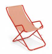 Chaise longue pliable Bahama métal & tissu orange