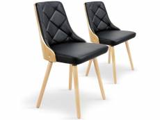 Chaise scandinave bois clair et noir pako - lot de